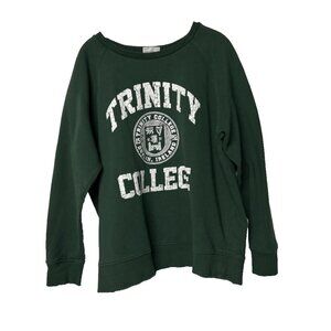 Trinity College Dublin Ireland University Pullover Sweatshirt Green Women's XL